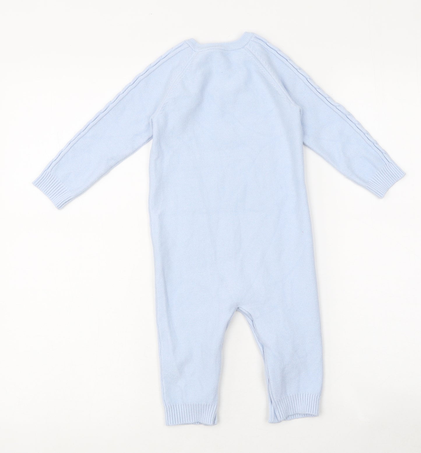 Nutmeg Baby Blue Geometric Cotton Romper One-Piece Size 9-12 Months Button