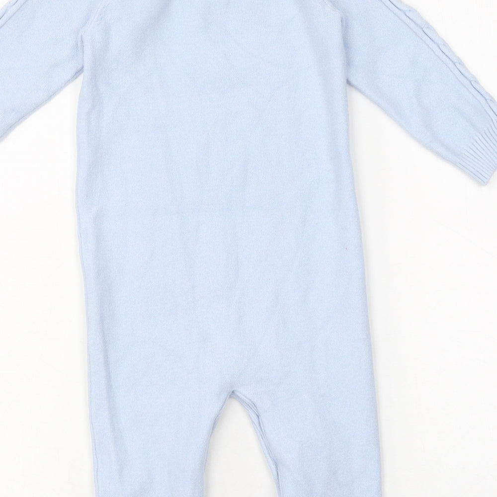 Nutmeg Baby Blue Geometric Cotton Romper One-Piece Size 9-12 Months Button