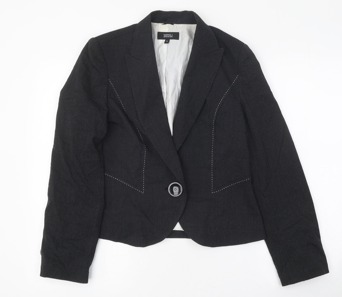 Marks and Spencer Womens Black Jacket Blazer Size 10 Button