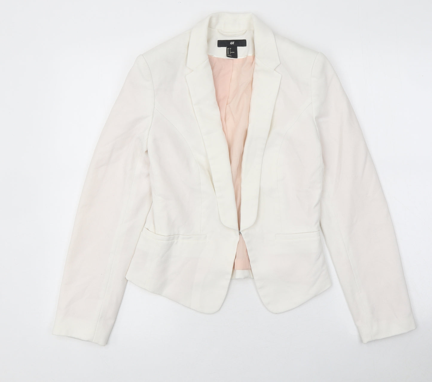 H&M Womens White Jacket Size 6 Hook & Eye