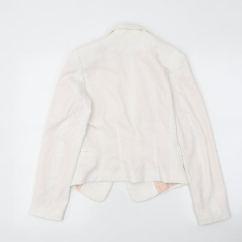 H&M Womens White Jacket Size 6 Hook & Eye