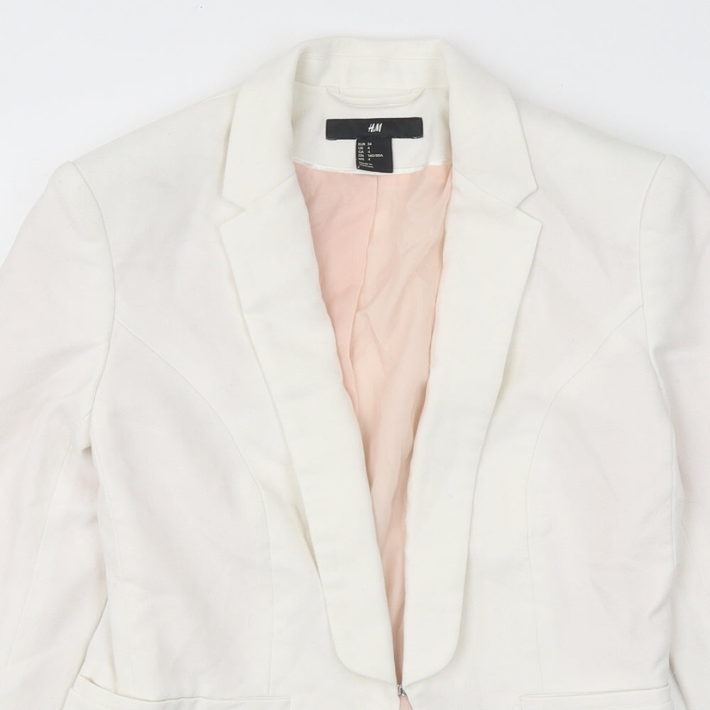 H&M Womens White Jacket Size 6 Hook & Eye