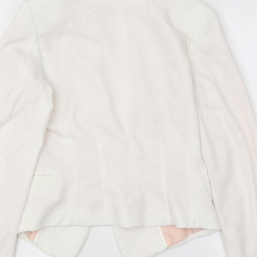 H&M Womens White Jacket Size 6 Hook & Eye