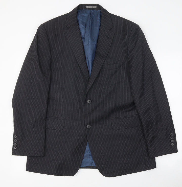 Asto&Gunn Mens Grey Striped Wool Jacket Blazer Size 42
