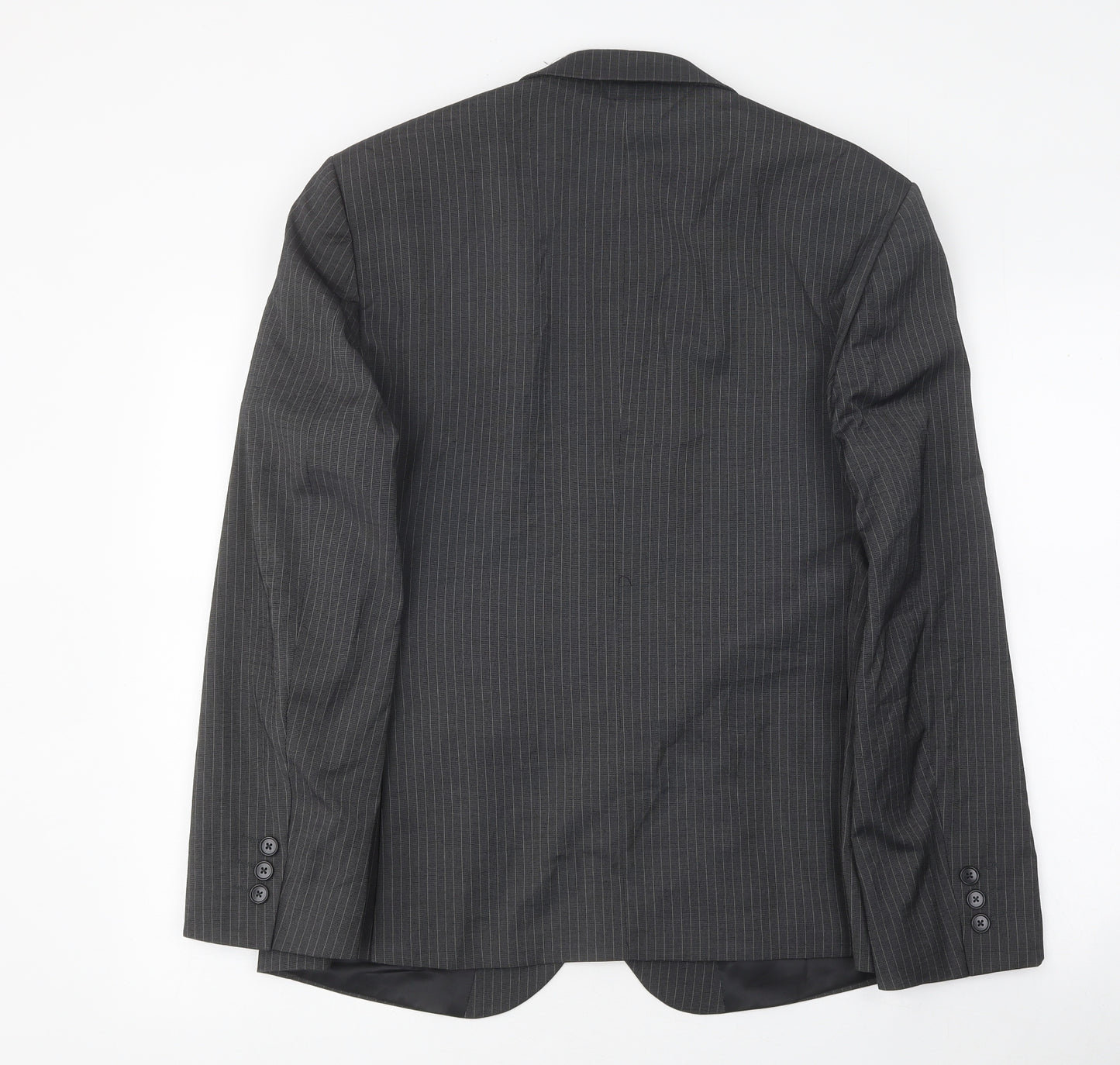 NEXT Mens Grey Striped Polyester Jacket Blazer Size 40