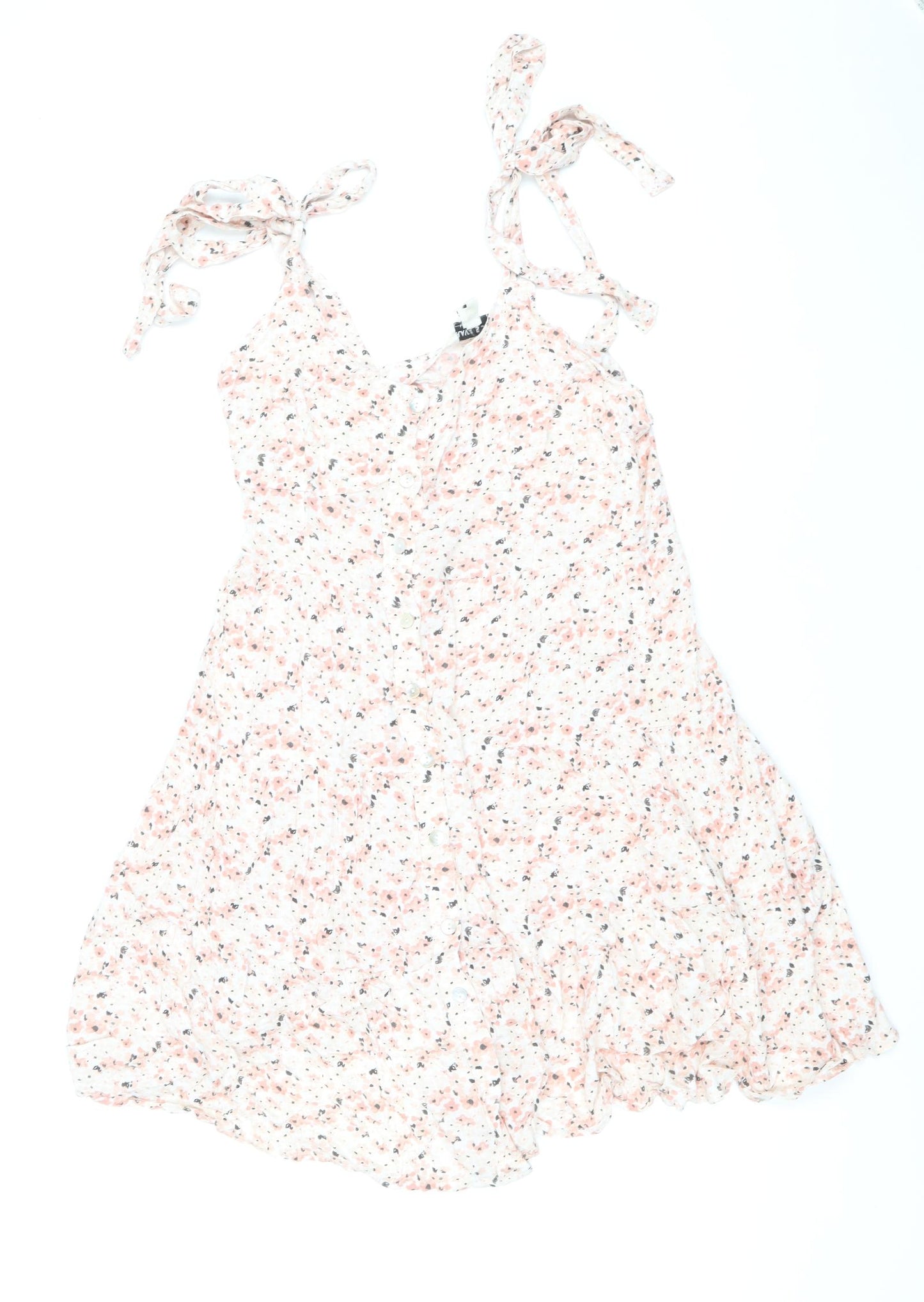 Brave Soul Womens Multicoloured Floral Viscose Mini Size S V-Neck Button