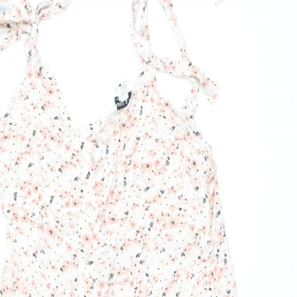 Brave Soul Womens Multicoloured Floral Viscose Mini Size S V-Neck Button