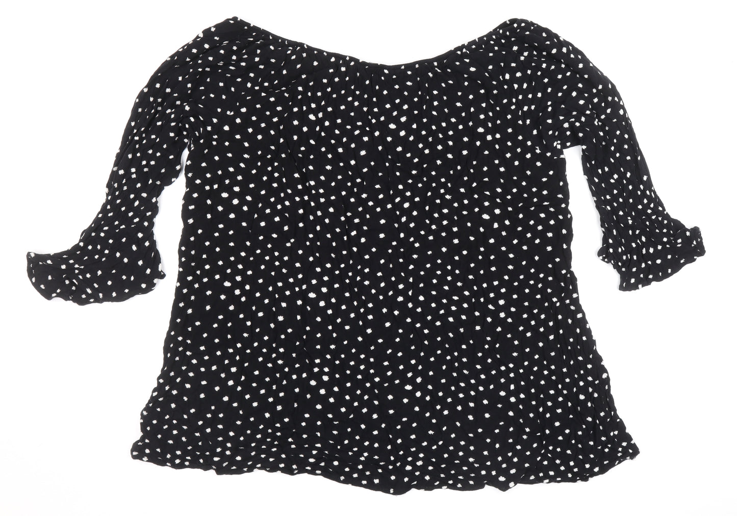 Evans Womens Black Polka Dot Viscose Basic Blouse Size 28 V-Neck