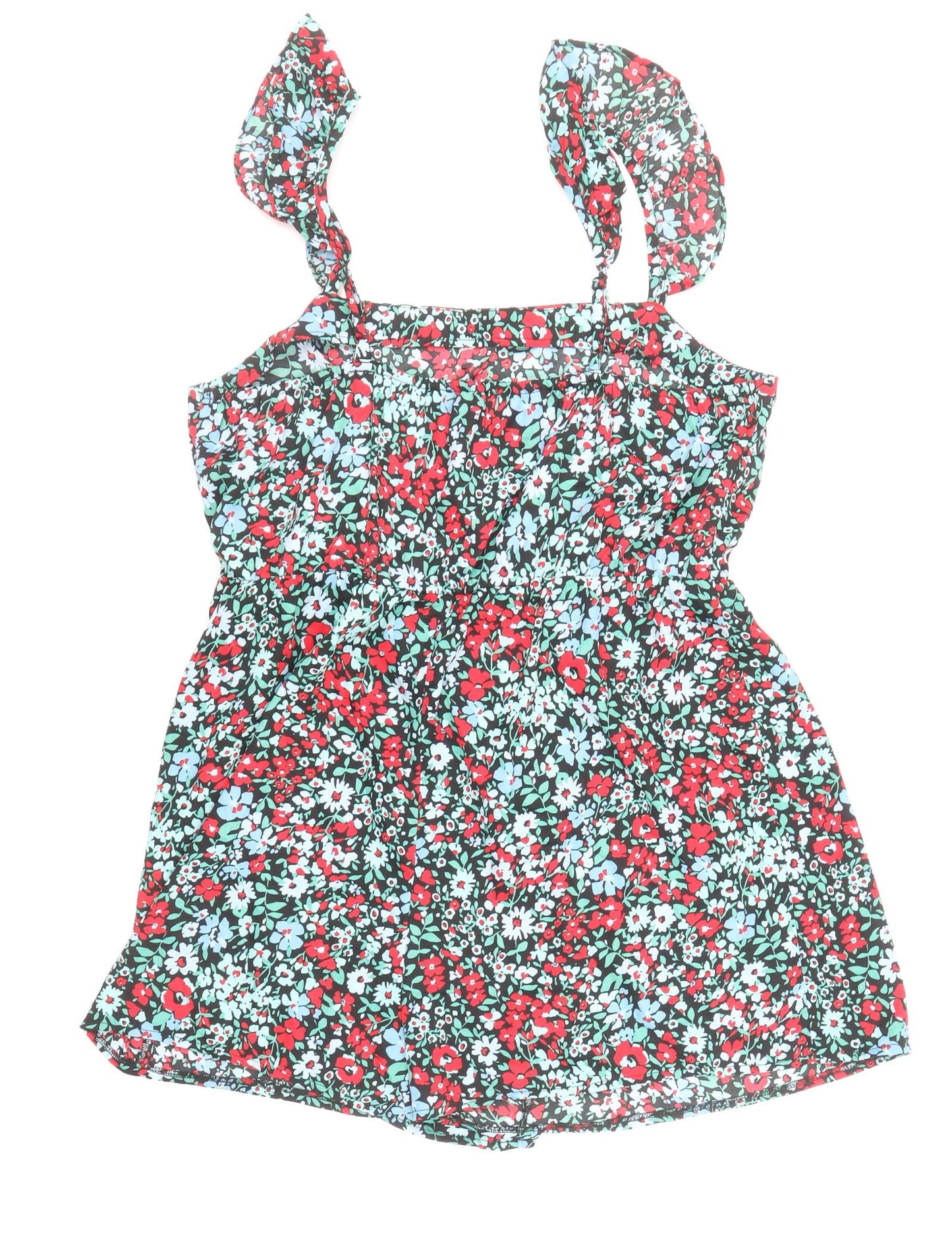 New Look Womens Multicoloured Floral Polyester Playsuit One-Piece Size 16 Pullover