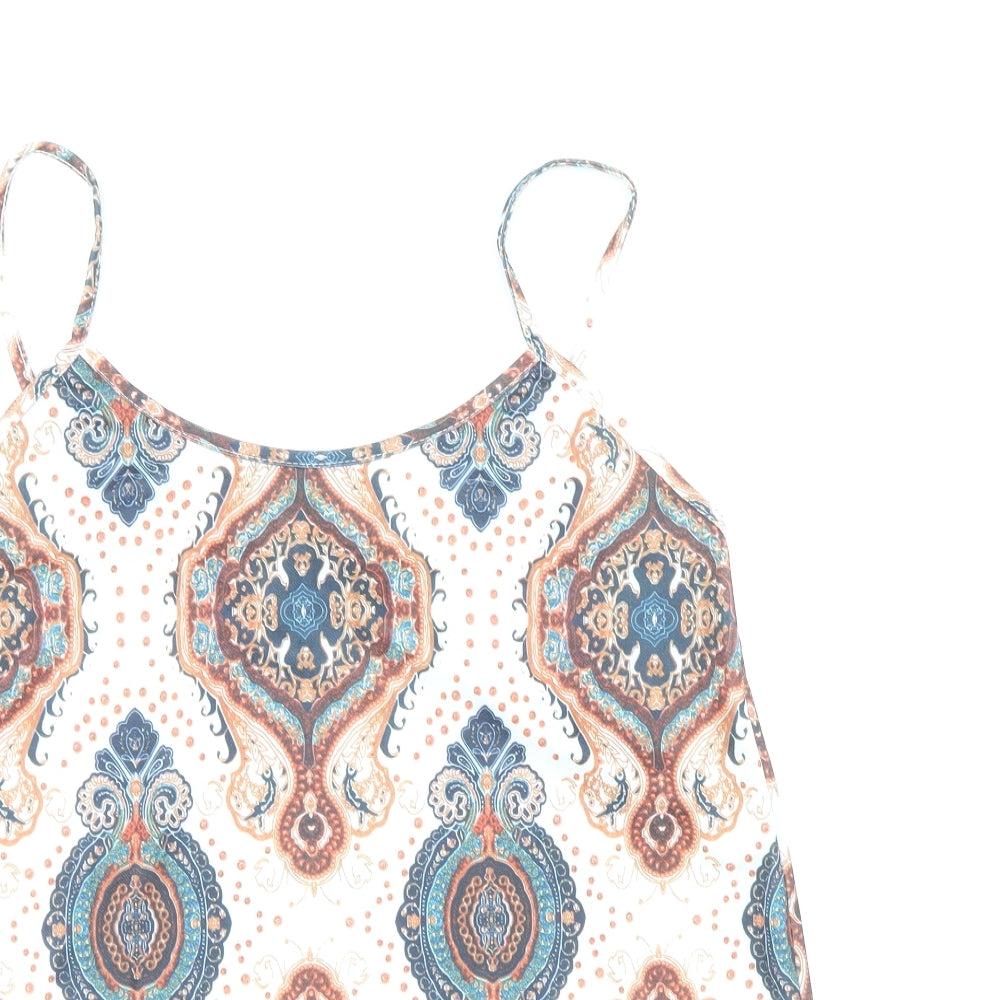 Boohoo Womens Multicoloured Geometric Polyester Camisole Tank Size 12 Round Neck