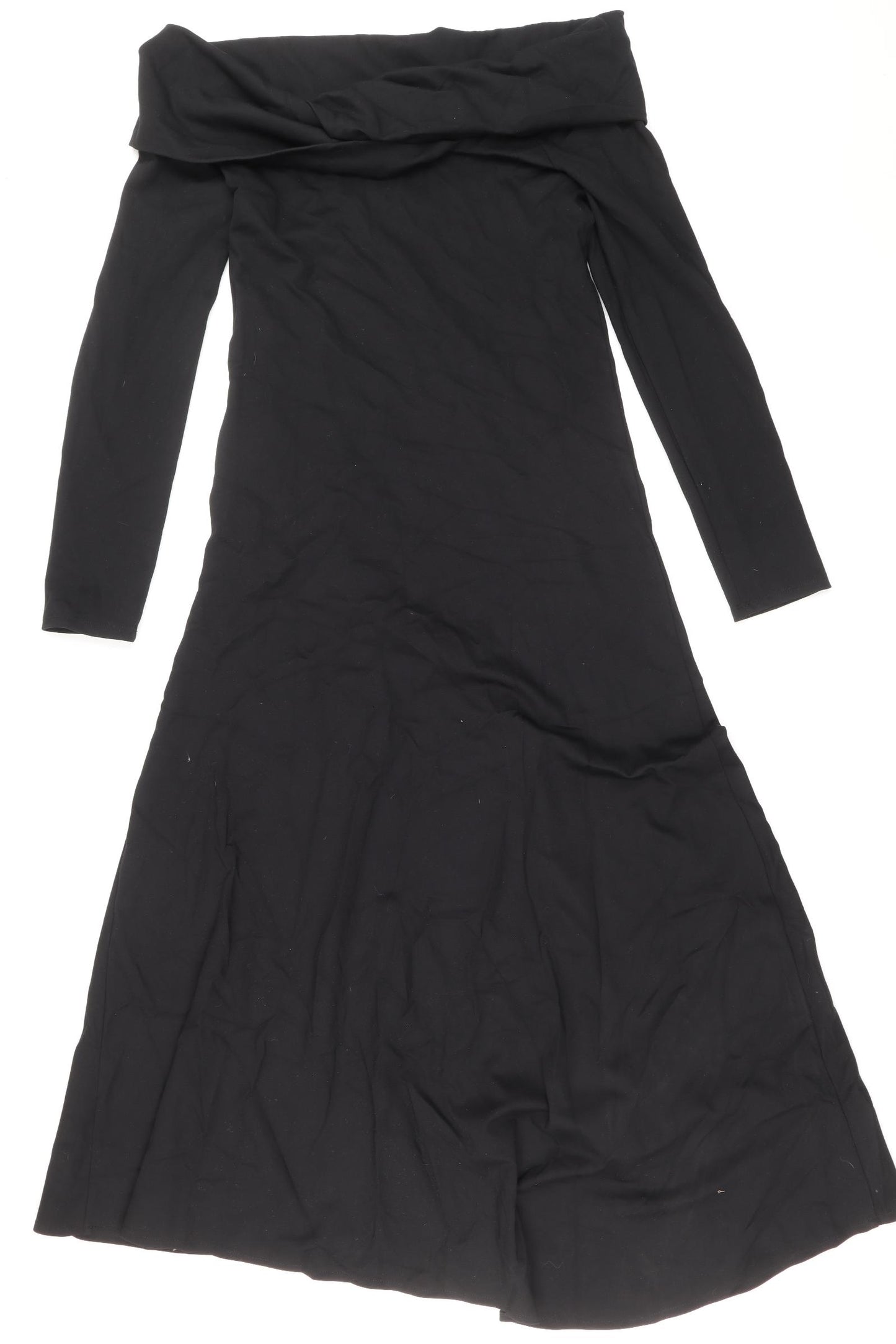 Zara Womens Black Viscose Maxi Size XL Off the Shoulder Pullover