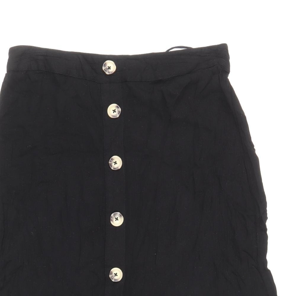Bonmarché Womens Black Viscose Flare Skirt Size 14