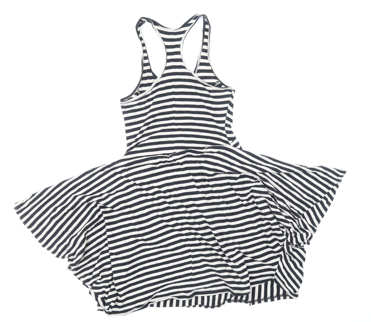 NEXT Womens Black Striped 100% Cotton Tank Dress Size 10 Scoop Neck Pullover