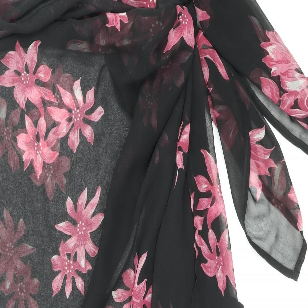 Resort Womens Black Floral Polyamide Cover Up One Size