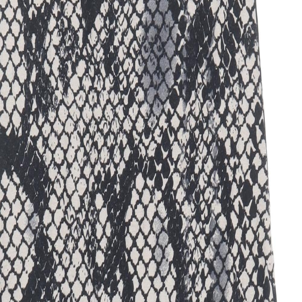 Topshop Womens Grey Animal Print Viscose Tank Dress Size 8 Scoop Neck Pullover - Snake Print