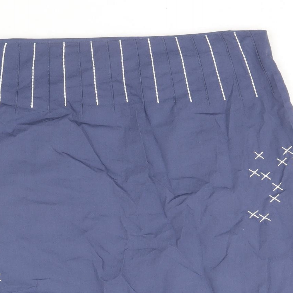 Mistral Womens Blue Cotton A-Line Skirt Size 12 Zip