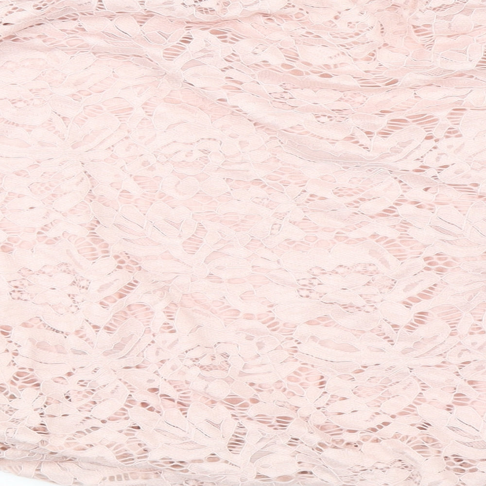 Quiz Womens Pink Polyester Cropped Blouse Size M Off the Shoulder