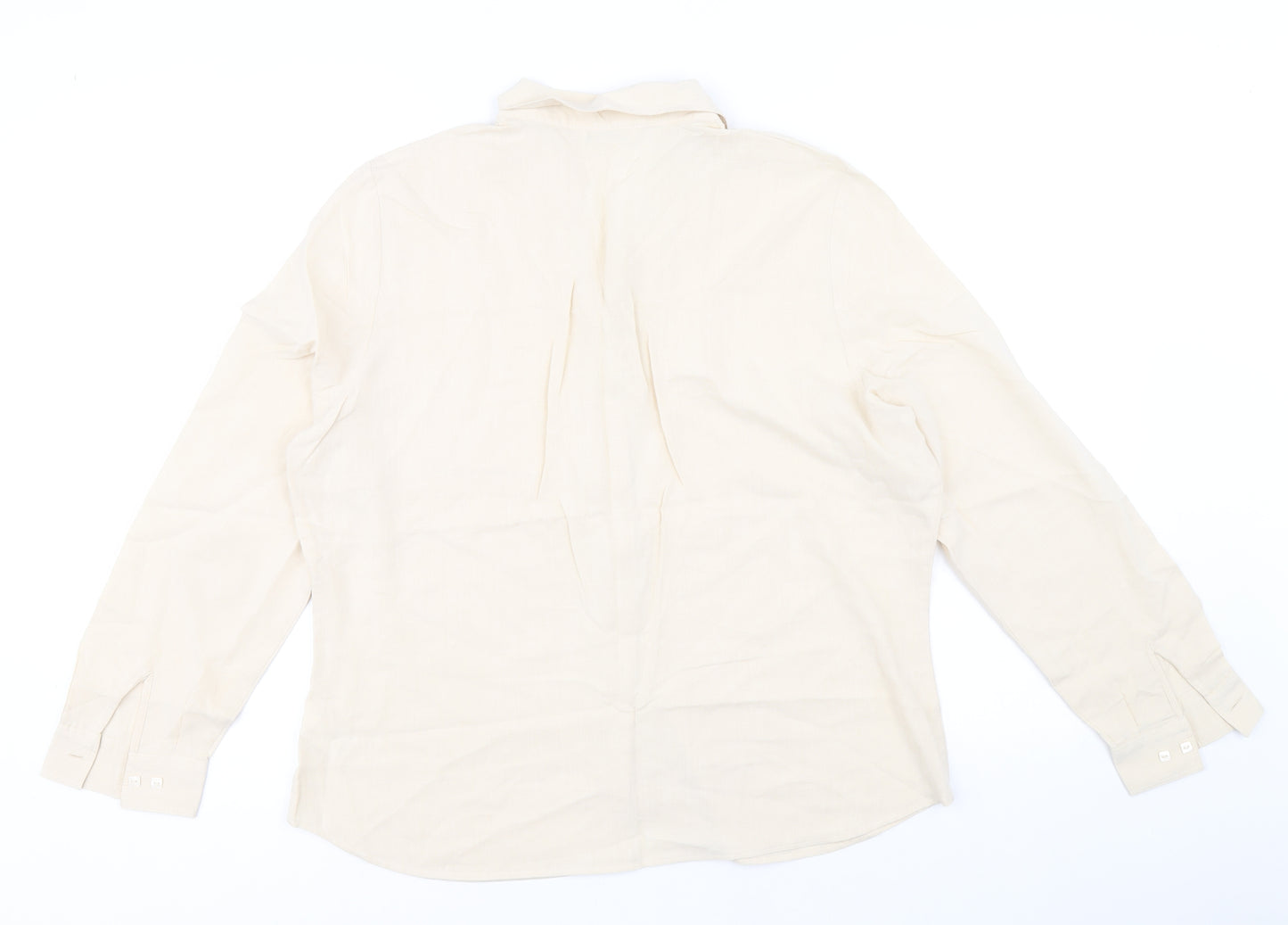 Marks and Spencer Womens Beige Viscose Basic Button-Up Size 16 V-Neck
