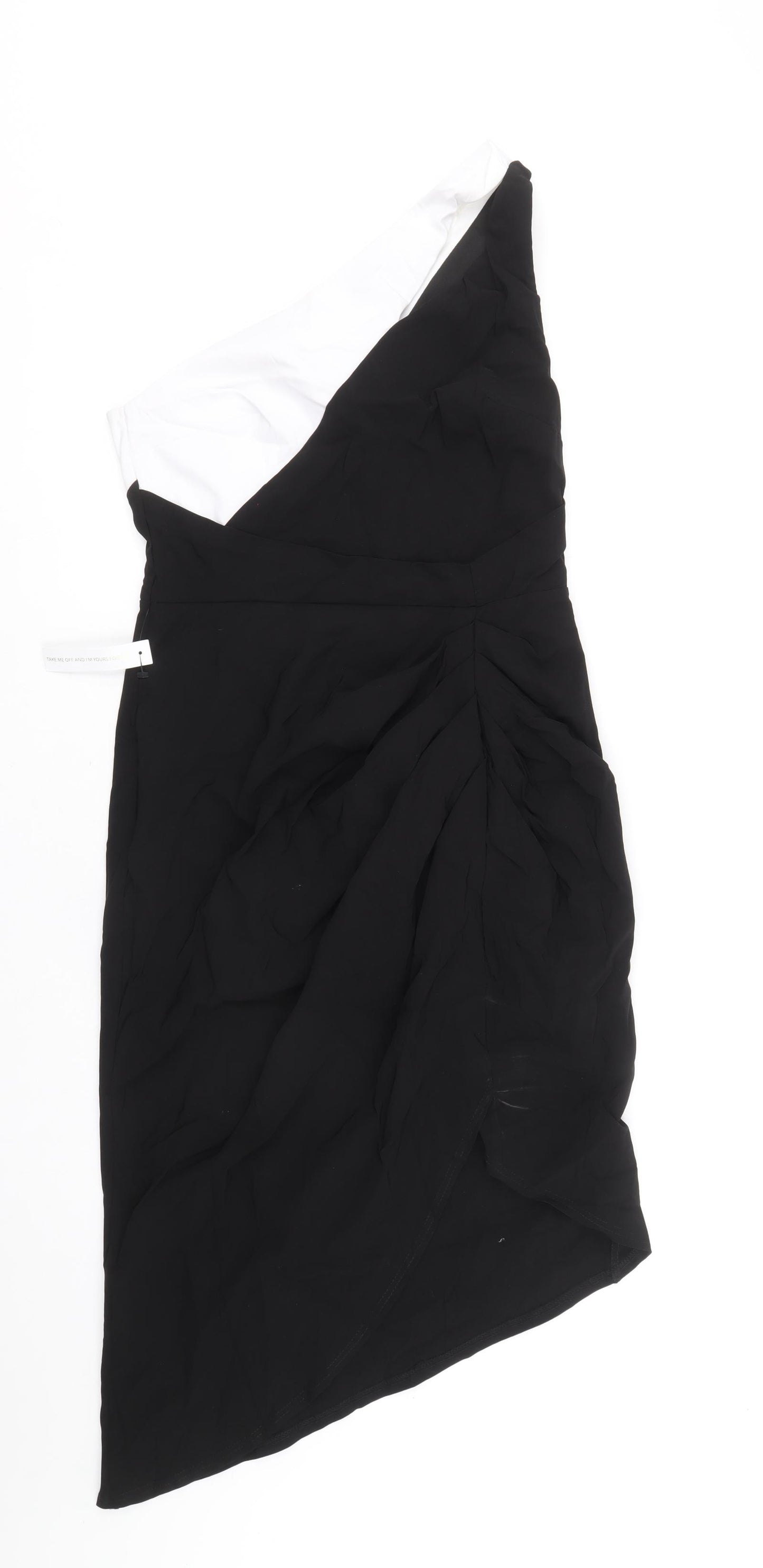 Lipsy Womens Black Polyester Sheath Size 12 One Shoulder Zip