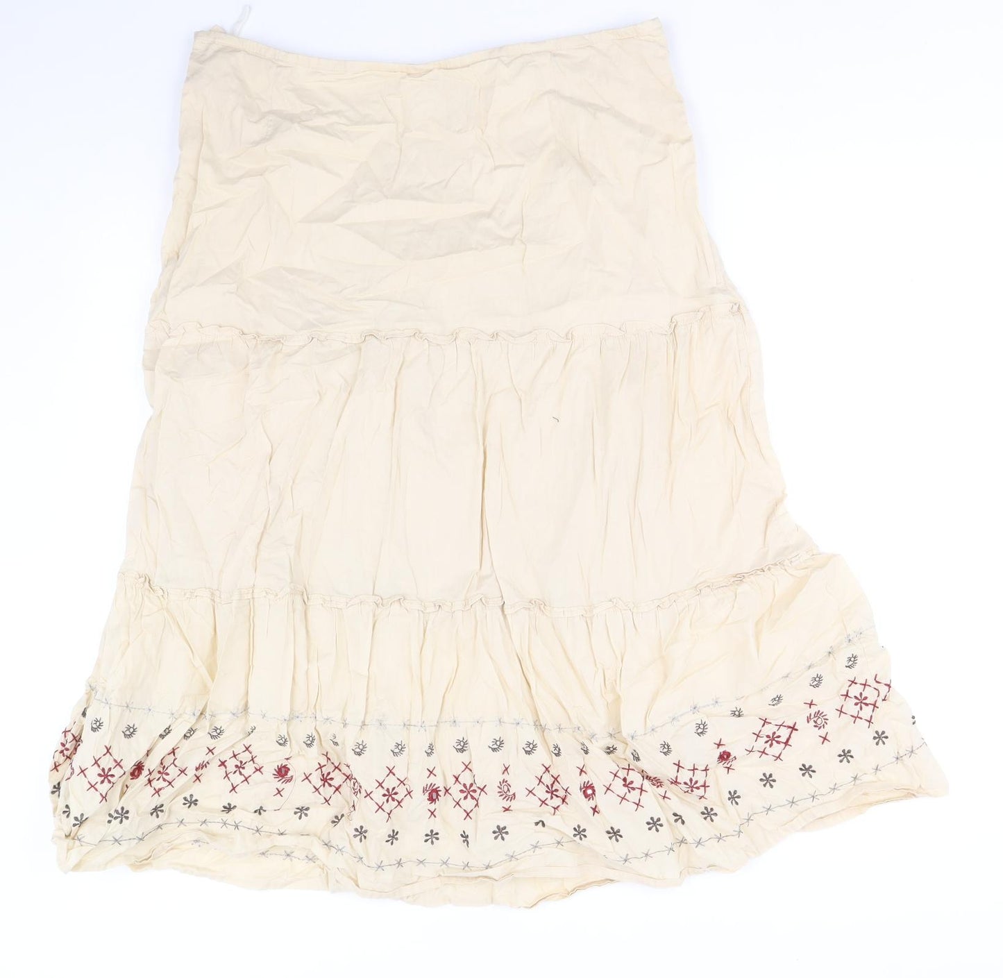 Marks and Spencer Womens Beige Cotton Flare Skirt Size 16 Zip