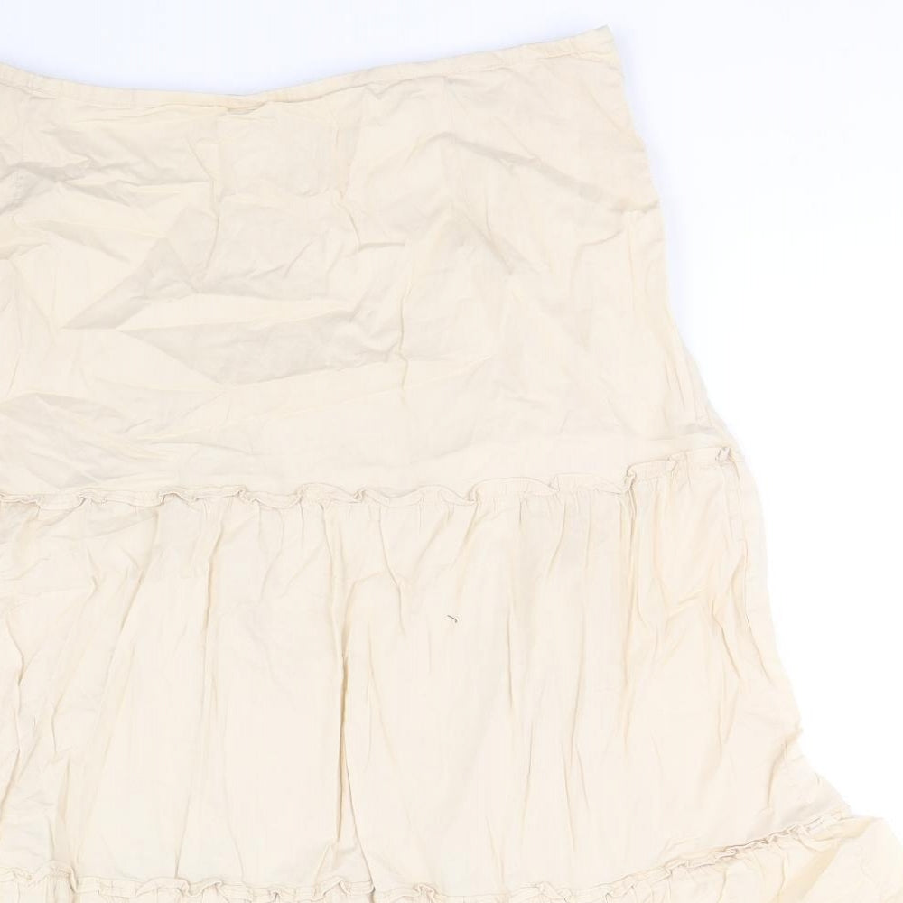 Marks and Spencer Womens Beige Cotton Flare Skirt Size 16 Zip