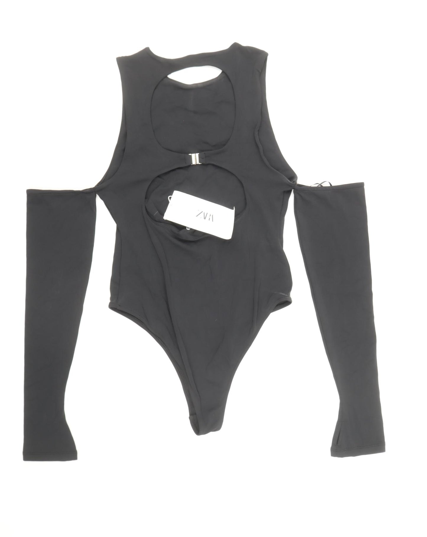 Zara Womens Black Polyamide Bodysuit One-Piece Size L Buckle