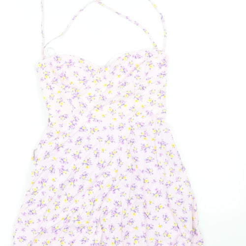 Zara Womens Pink Floral Polyester Mini Size M Sweetheart Zip