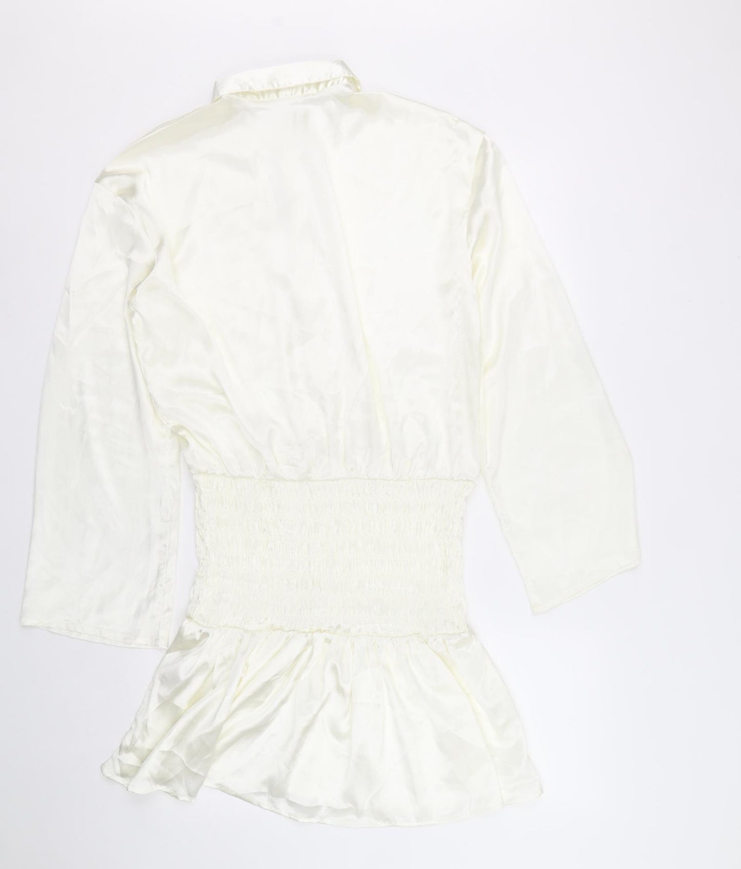 Esme Womens White Polyester Shirt Dress Size 10 Collared Button