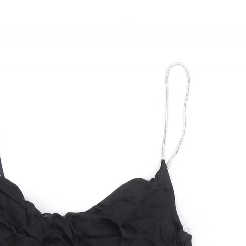 Zara Womens Black Viscose Cropped Tank Size S Round Neck