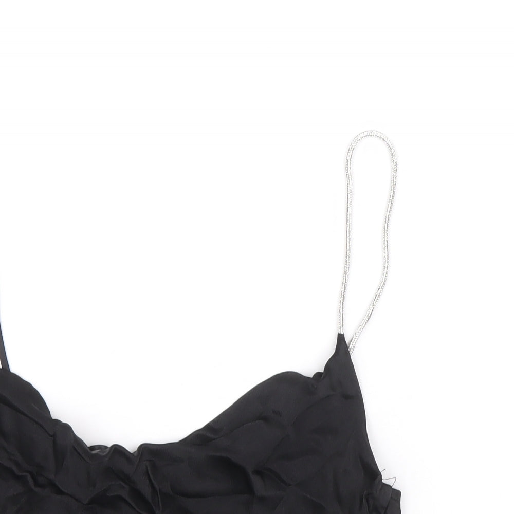 Zara Womens Black Viscose Cropped Tank Size S Round Neck