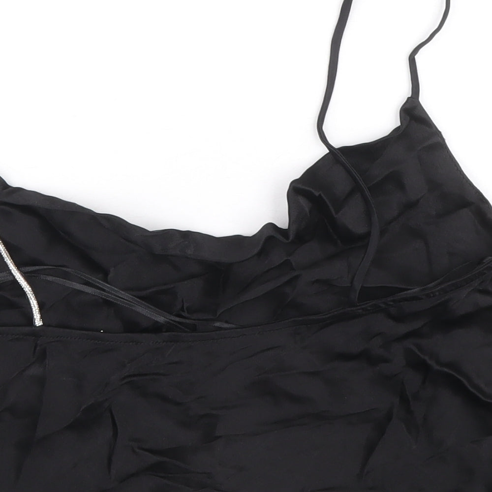 Zara Womens Black Viscose Cropped Tank Size S Round Neck