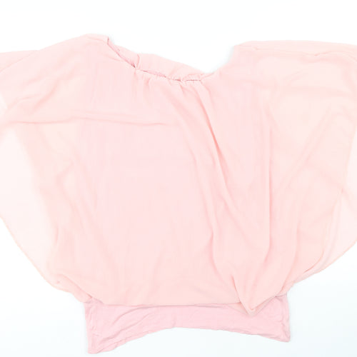 QED London Womens Pink Polyester Basic Blouse Size S Boat Neck
