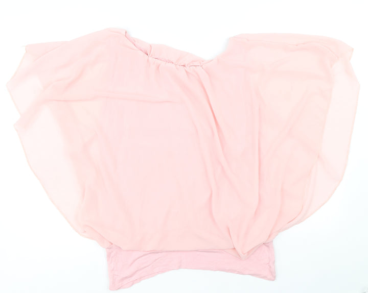 QED London Womens Pink Polyester Basic Blouse Size S Boat Neck