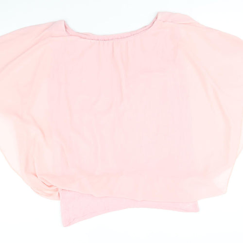 QED London Womens Pink Polyester Basic Blouse Size S Boat Neck
