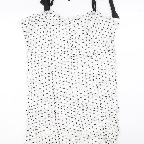 Topshop Womens White Polka Dot Nylon Mini Size 14 Sweetheart Tie