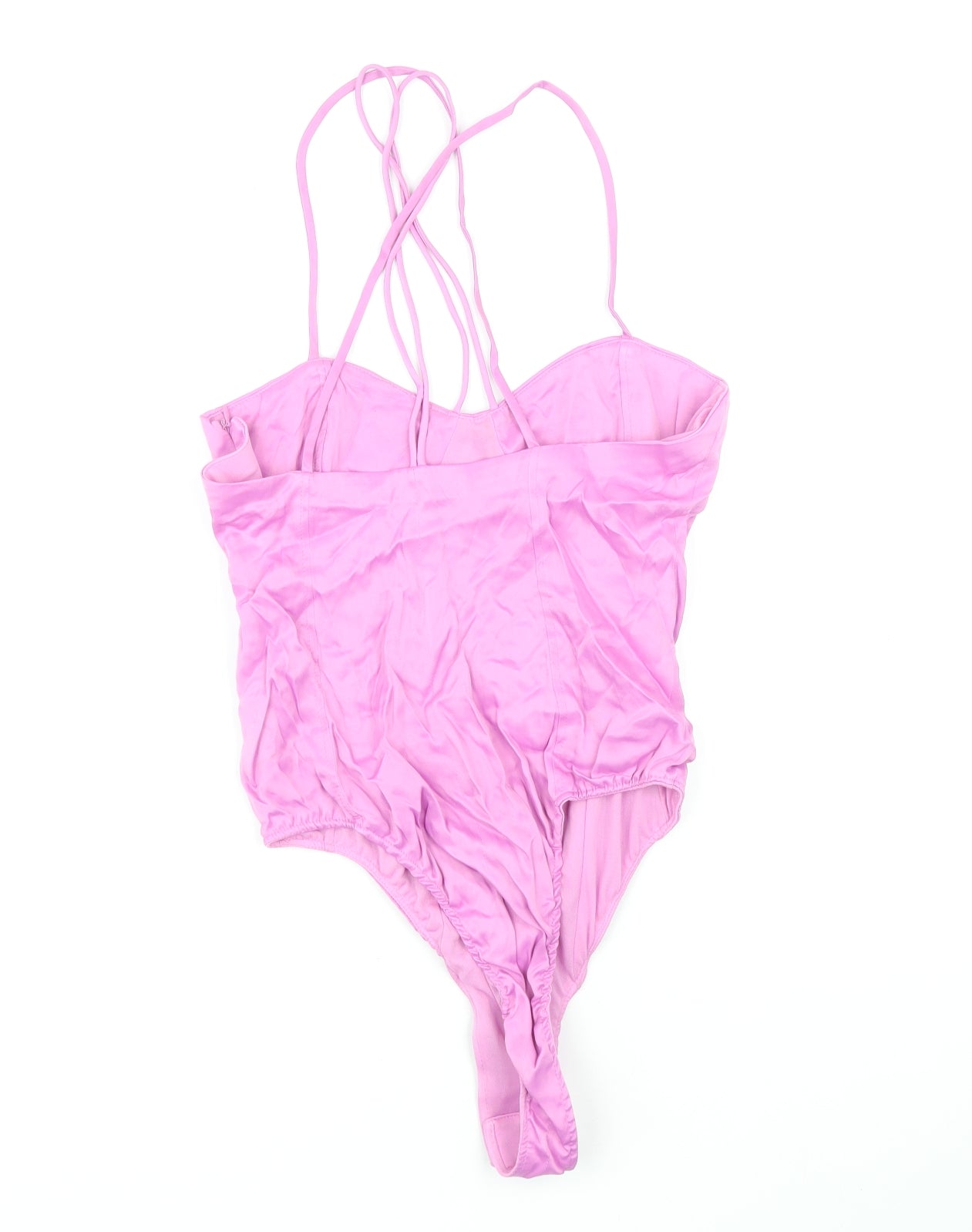 Zara Womens Pink Viscose Bodysuit One-Piece Size M Zip