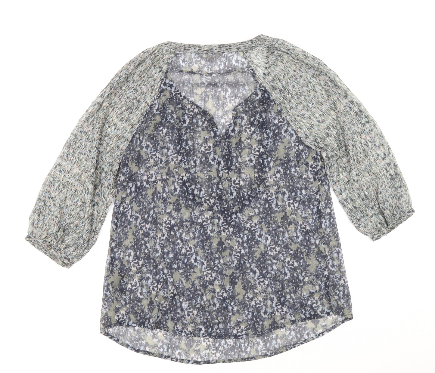 Marks and Spencer Womens Multicoloured Geometric Polyester Basic Blouse Size 10 V-Neck