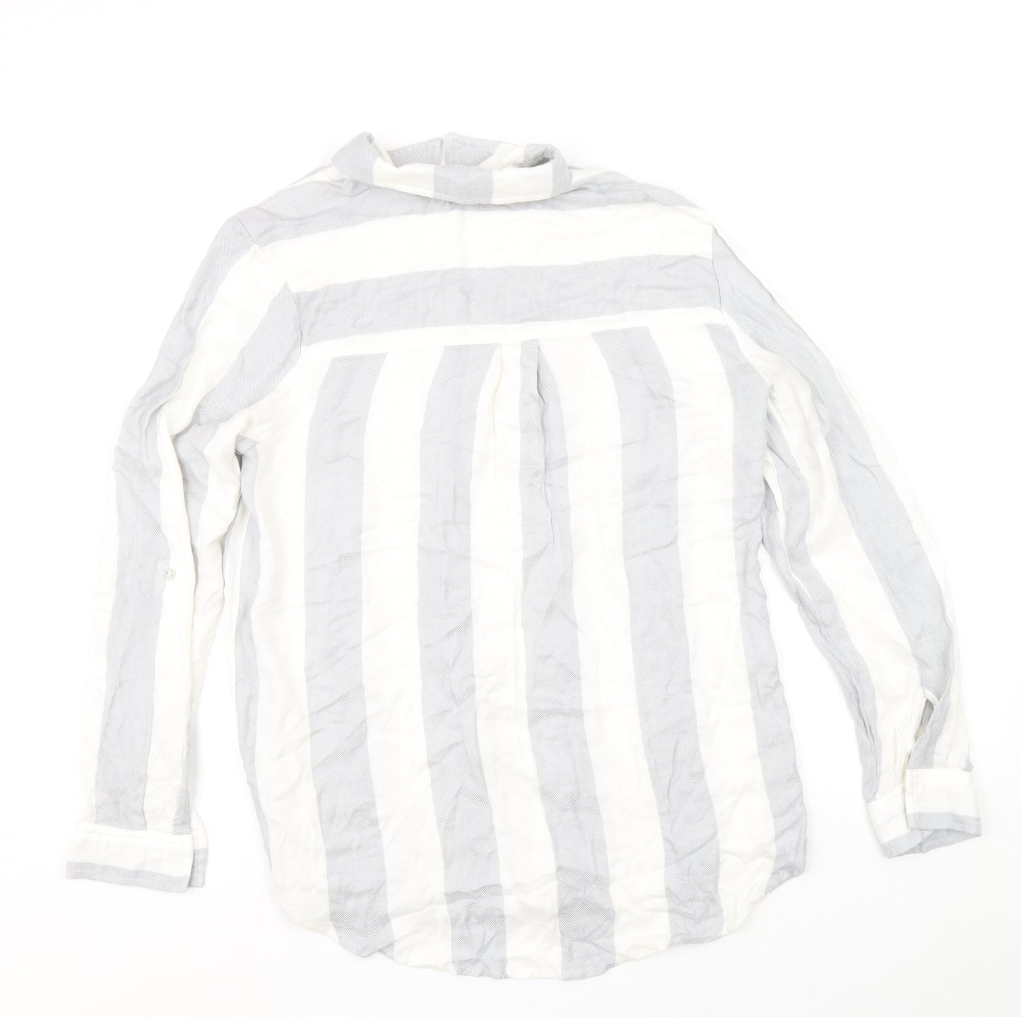 George Womens Blue Striped Viscose Basic Button-Up Size 10 Collared