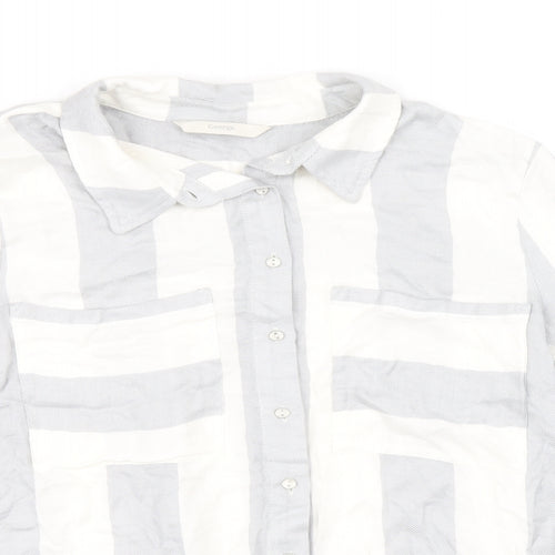 George Womens Blue Striped Viscose Basic Button-Up Size 10 Collared