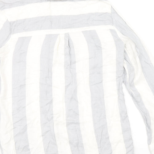 George Womens Blue Striped Viscose Basic Button-Up Size 10 Collared