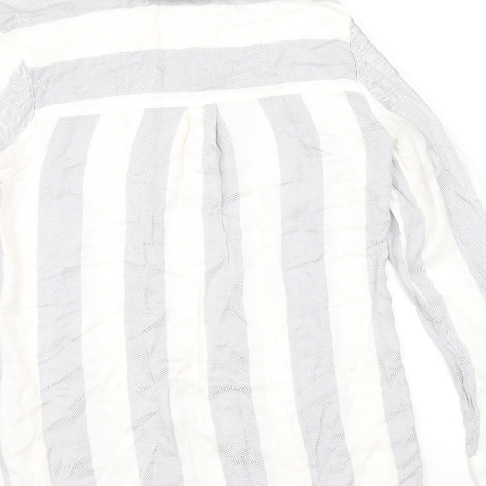 George Womens Blue Striped Viscose Basic Button-Up Size 10 Collared