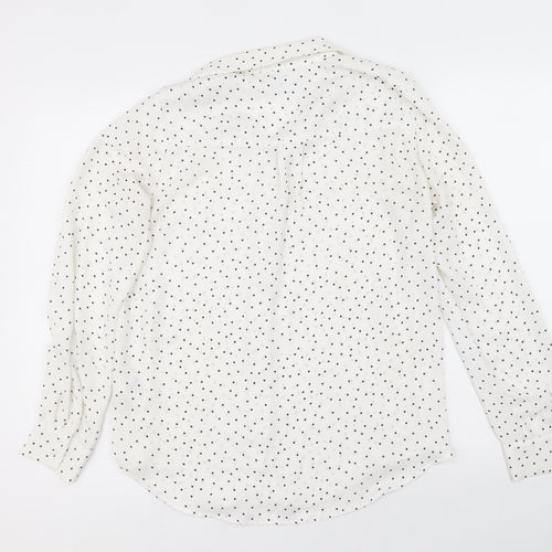 H&M Womens White Polka Dot Polyester Basic Button-Up Size 6 Collared