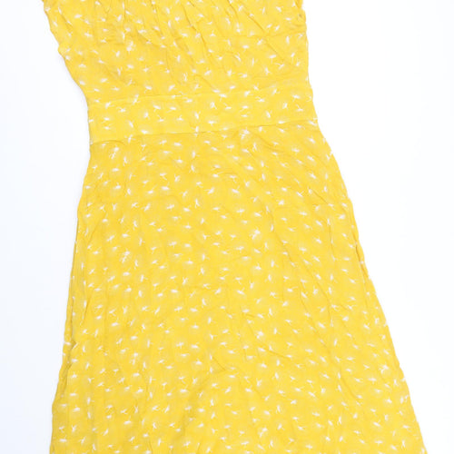 Whistles Womens Yellow Floral Viscose A-Line Size 16 Round Neck Button