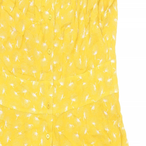 Whistles Womens Yellow Floral Viscose A-Line Size 16 Round Neck Button