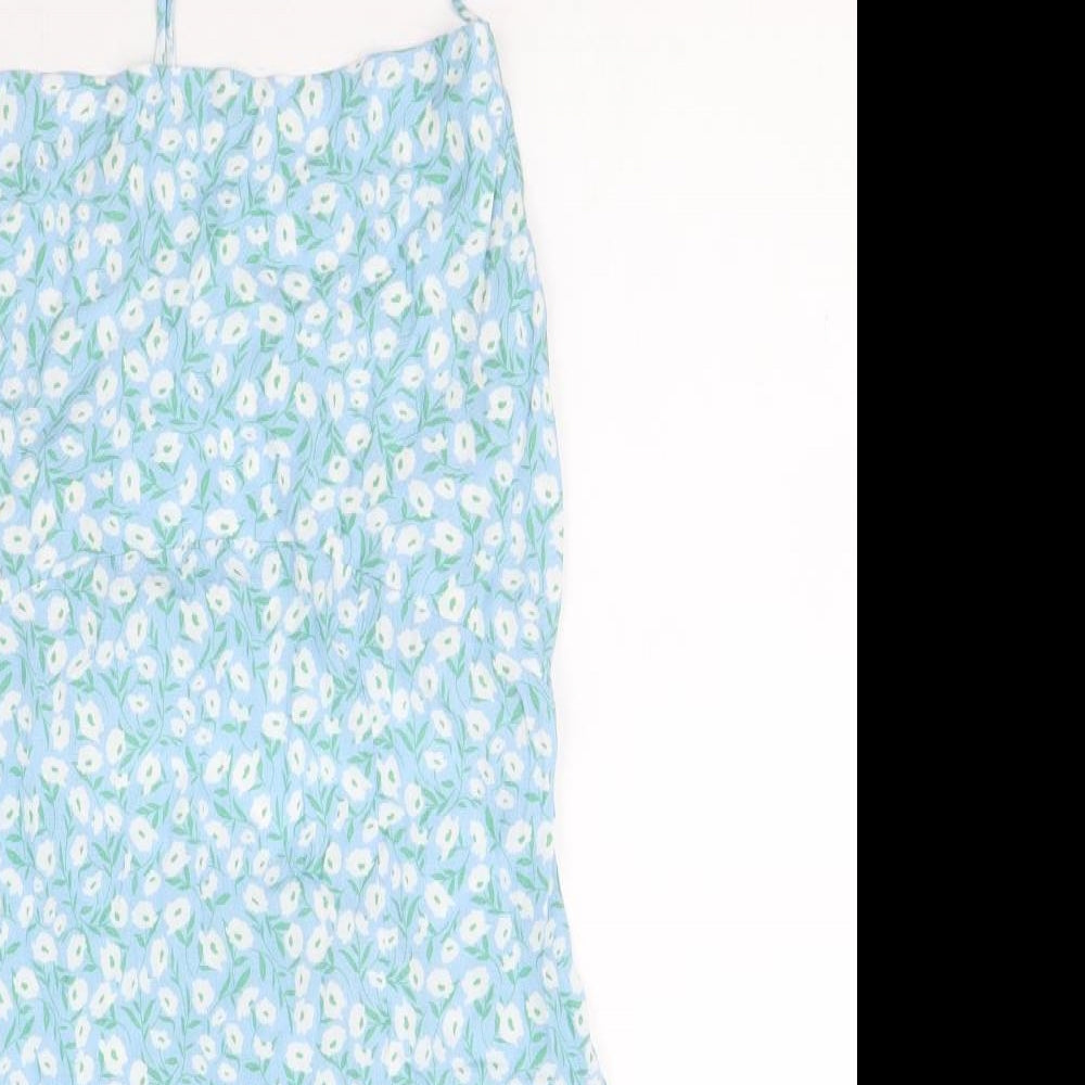 Skylar + Madison Womens Blue Floral Polyester Mini Size M Halter Zip