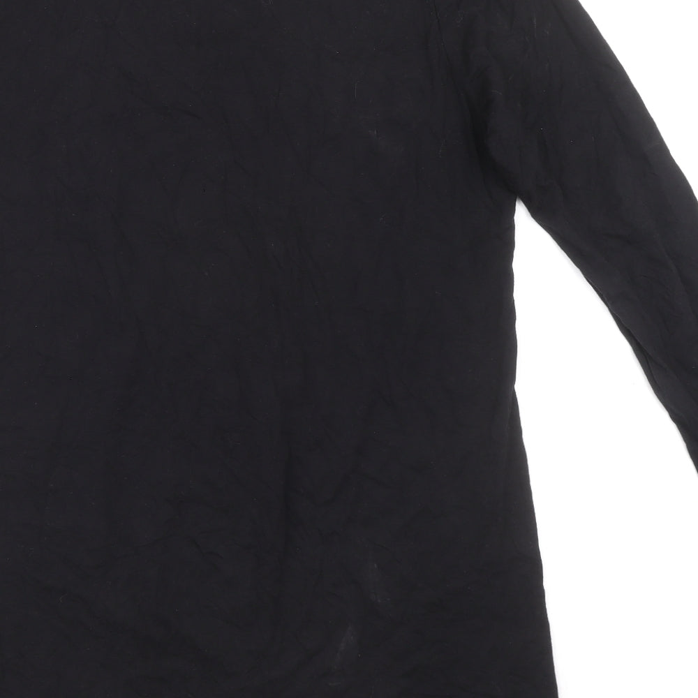 Jim Thompson Womens Black Lyocell Tunic Blouse Size M V-Neck - Embellished Neckline