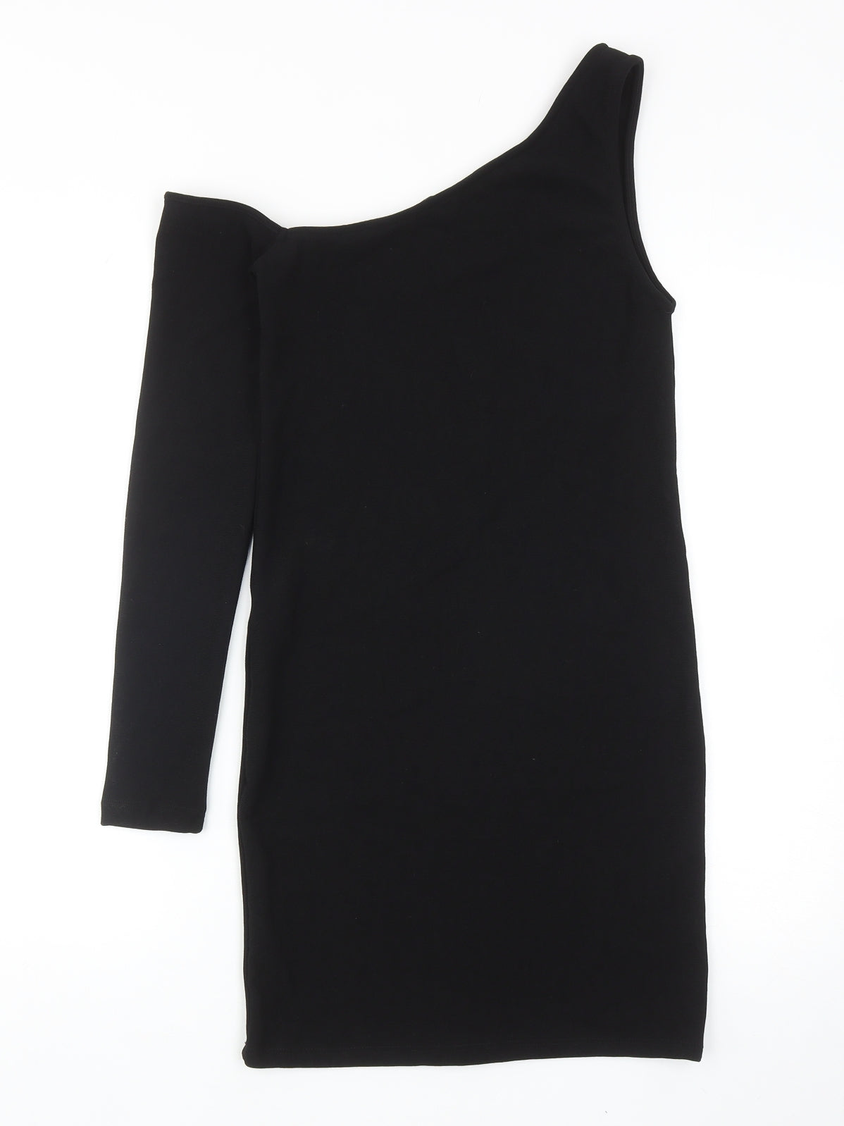 Stradivarius Womens Black Polyester Bodycon Size M One Shoulder Pullover