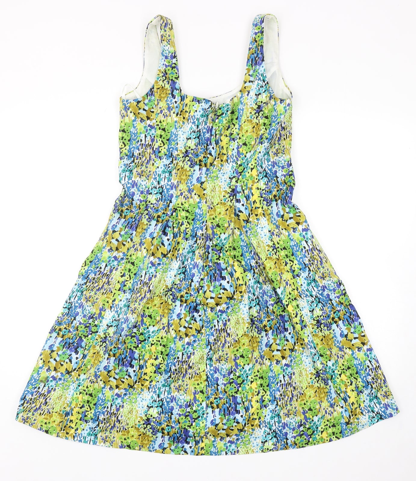 Nine West Womens Multicoloured Geometric Cotton Tank Dress Size 6 Scoop Neck Zip