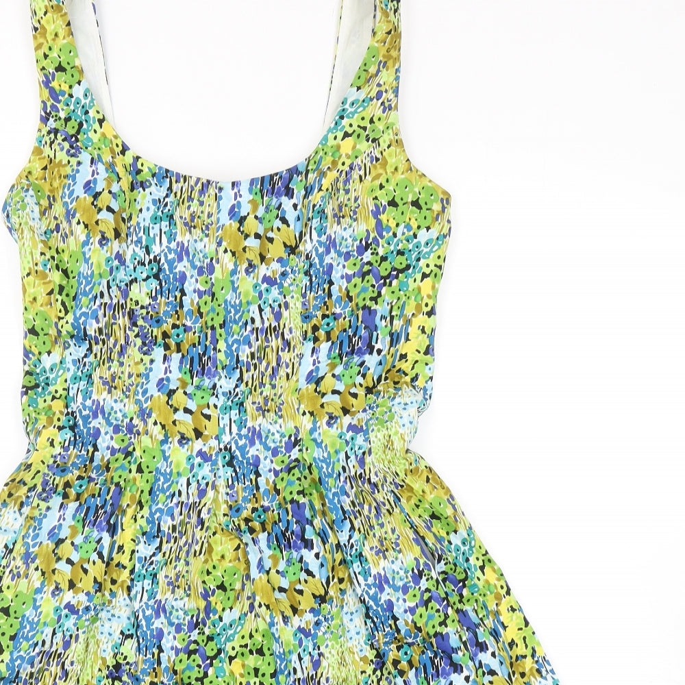 Nine West Womens Multicoloured Geometric Cotton Tank Dress Size 6 Scoop Neck Zip