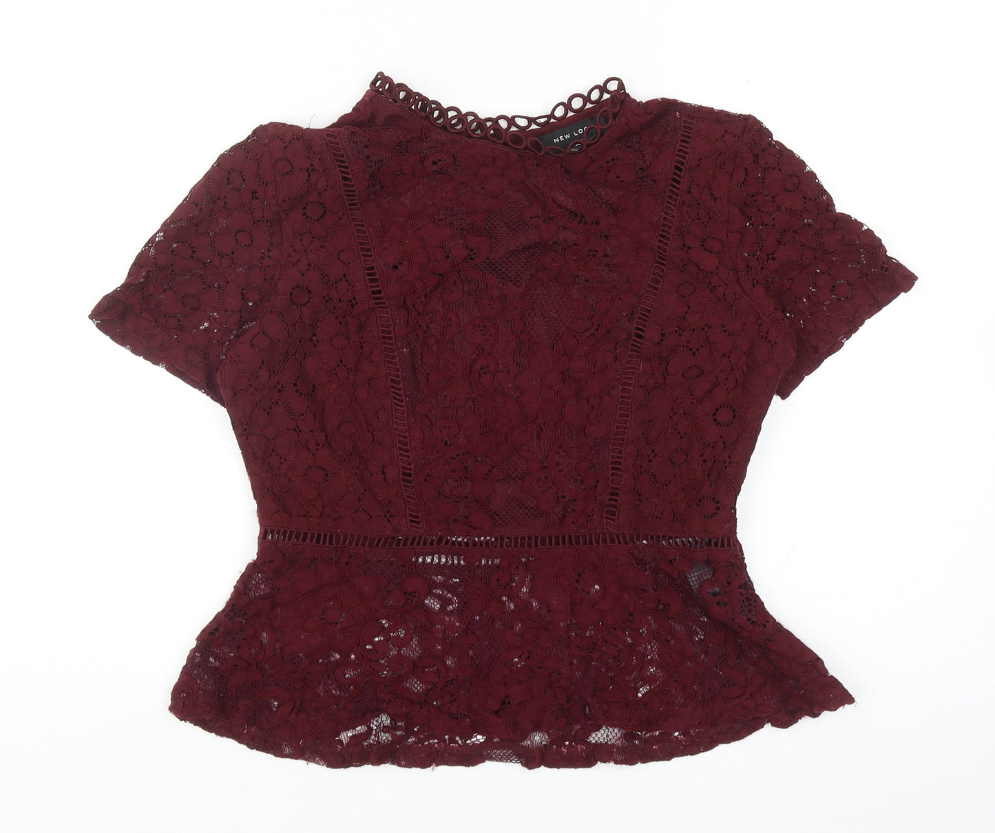 New Look Womens Purple Viscose Basic Blouse Size 12 Mock Neck